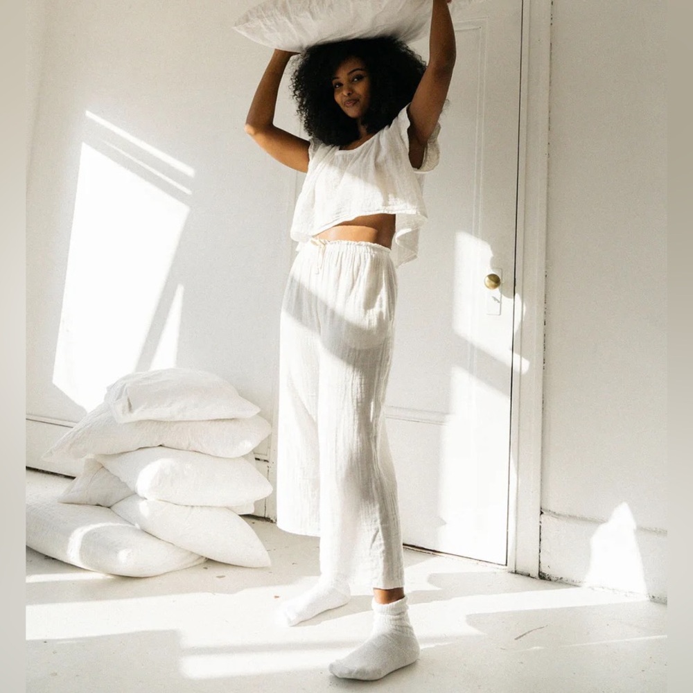 NWOT 100% cotton gauze sleepwear bottoms L/XL large extra large white breathable